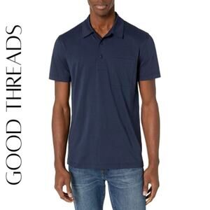 GOODTHREADS Men's Navy Blue Cotton Polo, S, NWT!